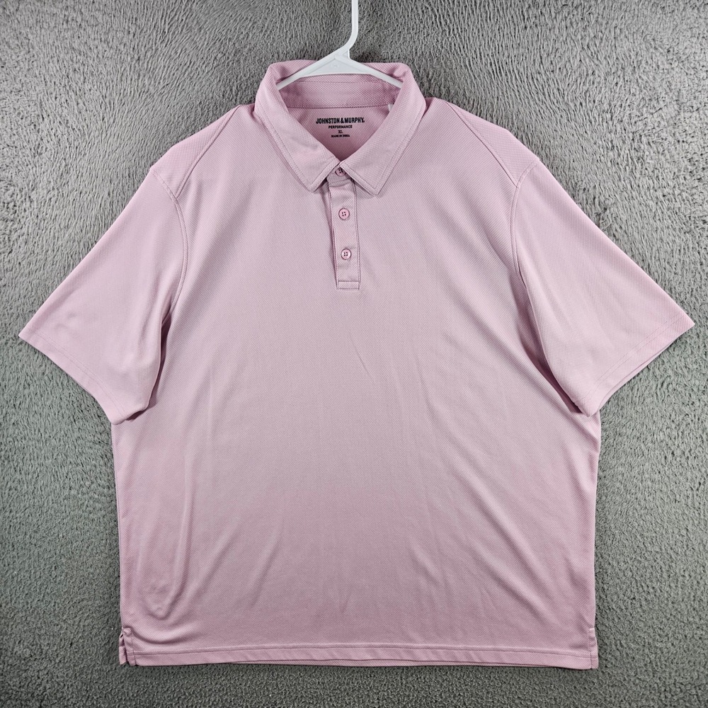 Johnston & Murphy Performance Polo Shirt Mens XL Pink Short Sleeve Recycled Poly
